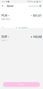 Wymiana walut w aplikacji Revolut