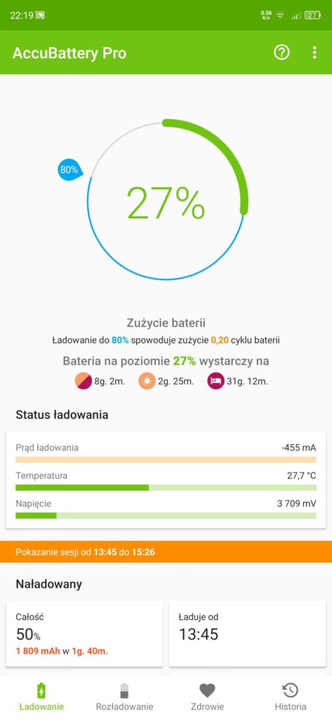 Alarm ladowania Accu Battery