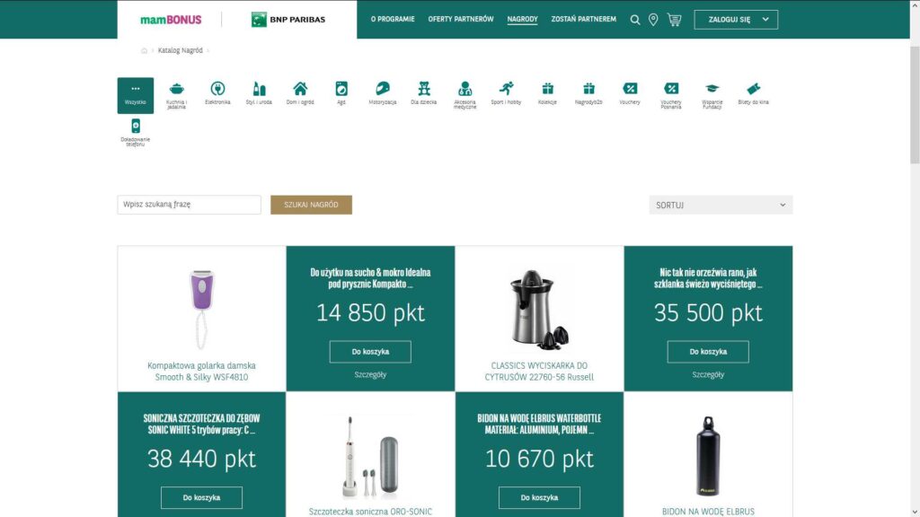 katalog nagród BNP Paribas