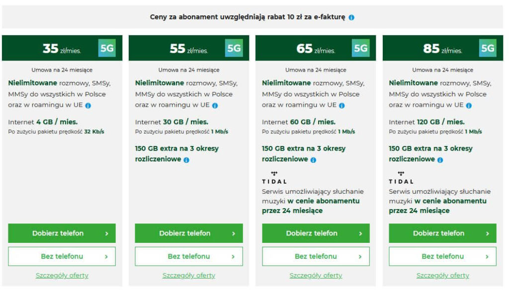 abonamenty z 5G w sieci Plus