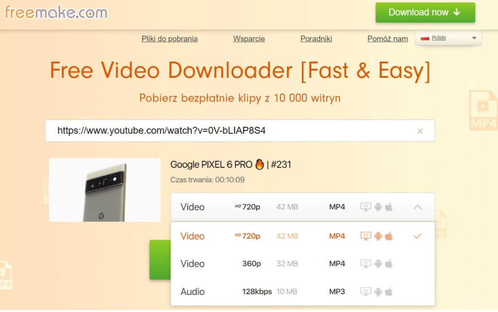 Ściągnij z yt - serwis freemake