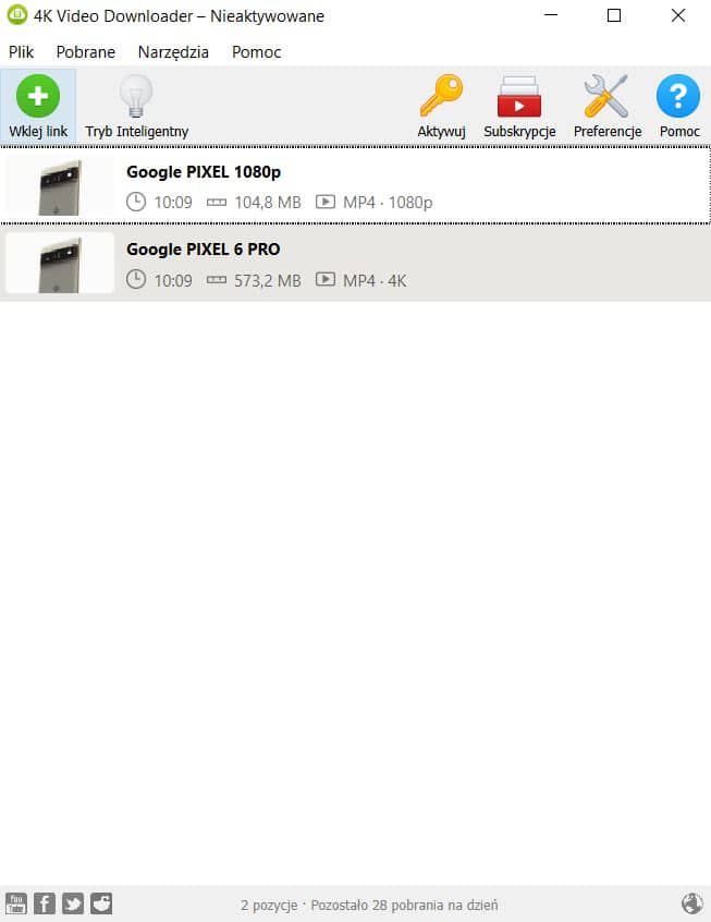 4k Video Downloader - zapisywanie na dysku