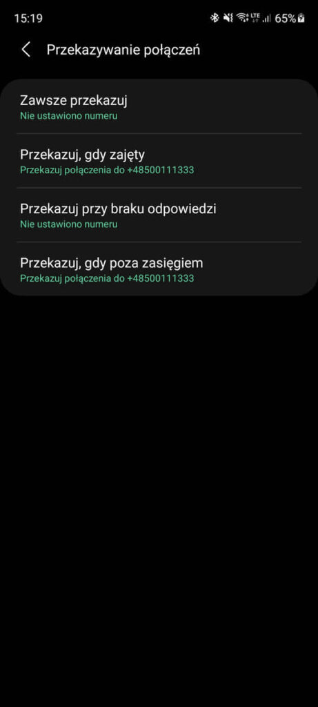ustawienie przekierowania połączeń w androidzie