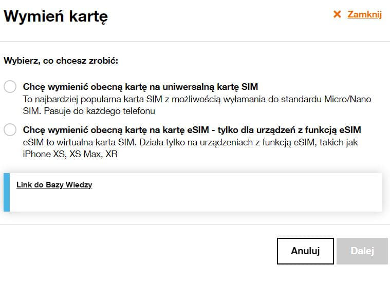 Orange na kartę - eSIM