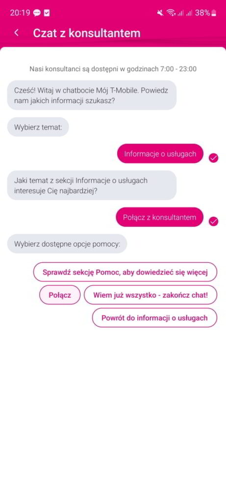 Pierwszy krok do wymiany karty na eSIM w sieci T-Mobile - wybieramy odpowiednie zagadnienie