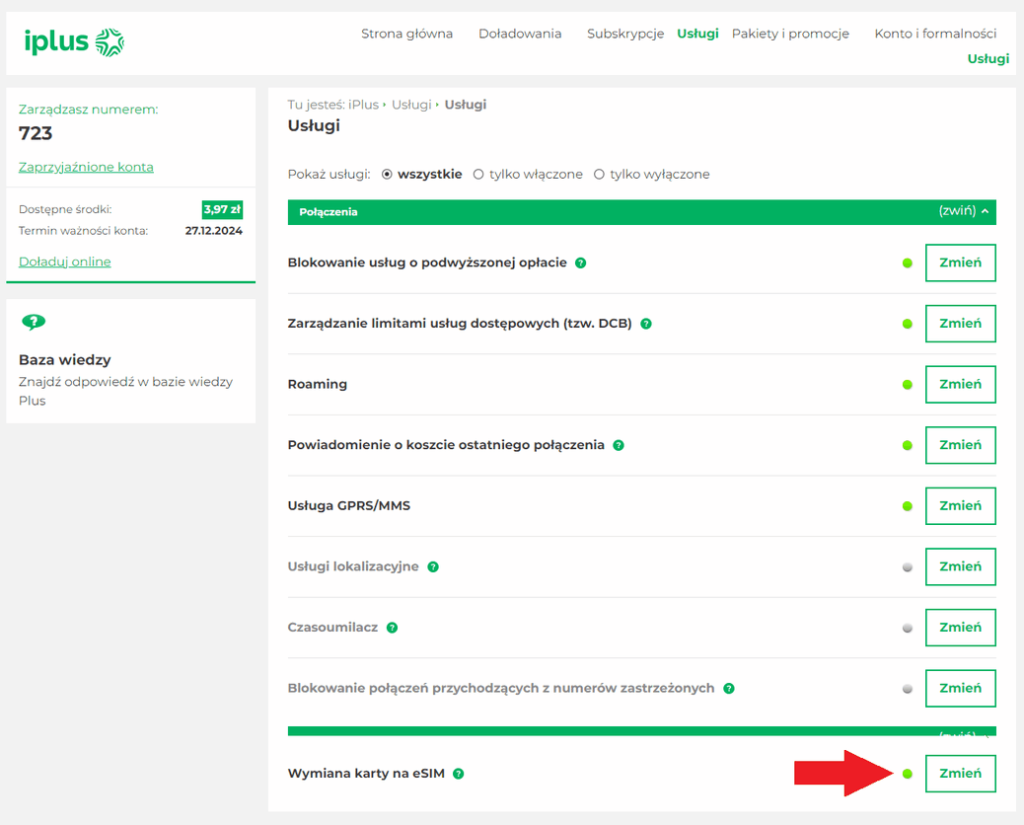 Zamiana SIM na eSIM w serwisie internetowym Plusa