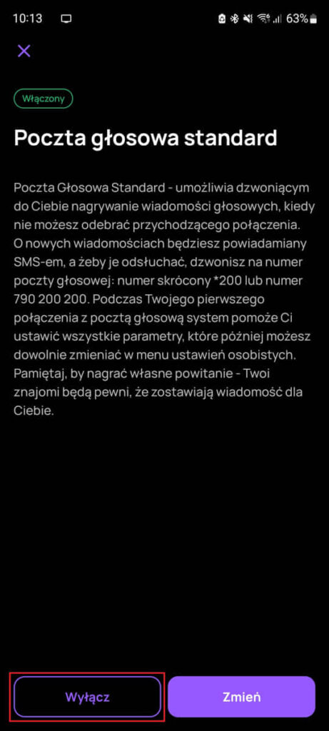 jak wyłączyć pocztę głosową w Play