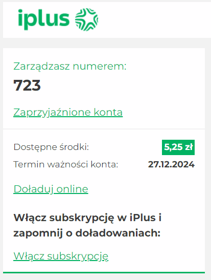 Serwis iPlus dla oferty na kartę