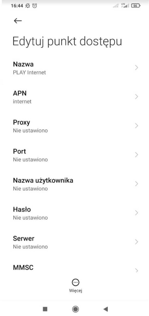 jak skonfigurować Internet w Play - krok 5