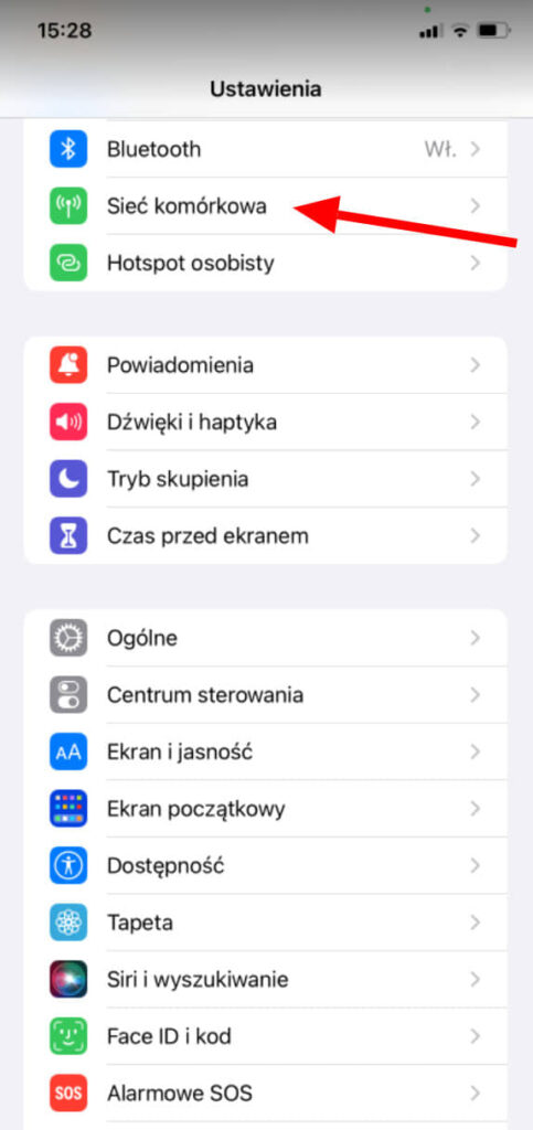 jak włączyć roaming w iPhone - krok 2