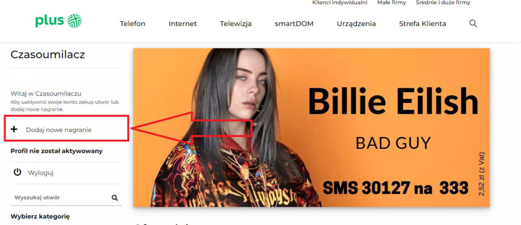 wgranie własnego nagrania do czasoumilacza
