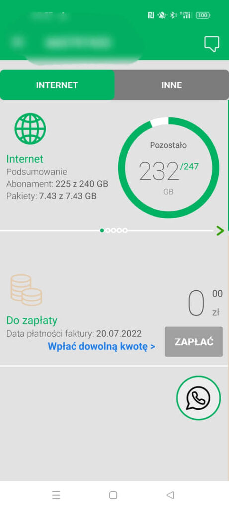 sprawdzenie Internetu w aplikacji iPlus
