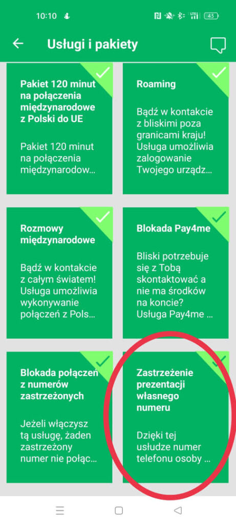 zastrzeżenie numeru w Plusie w aplikacji