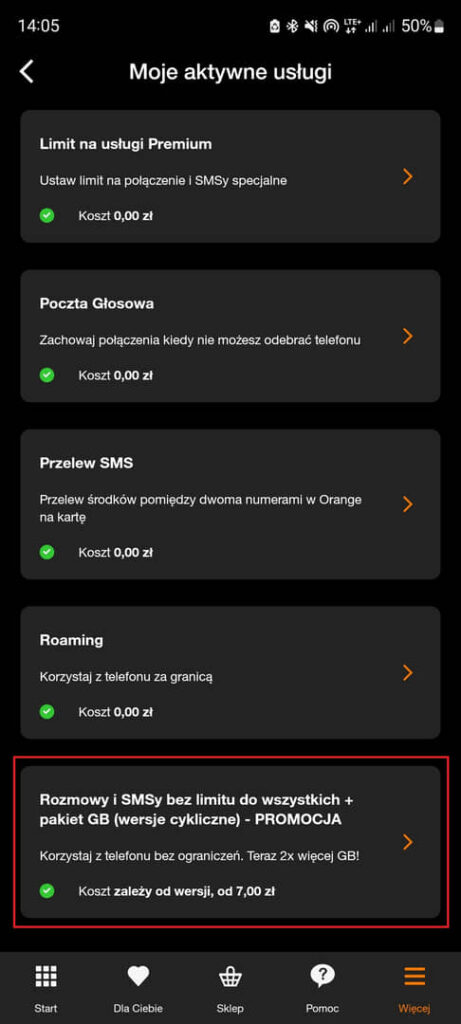 informacje o taryfie - Moj Orange