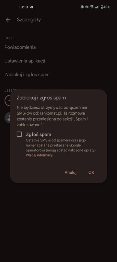 jak zablokować niechciane smsy - krok 3