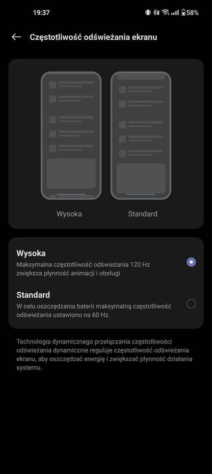 ustawienie odświeżania ekranu w androidzie