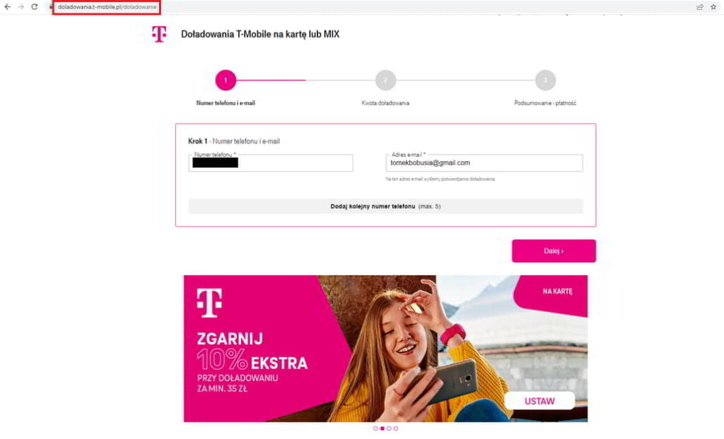 Doładowanie karty przez Internet w T-Mobile