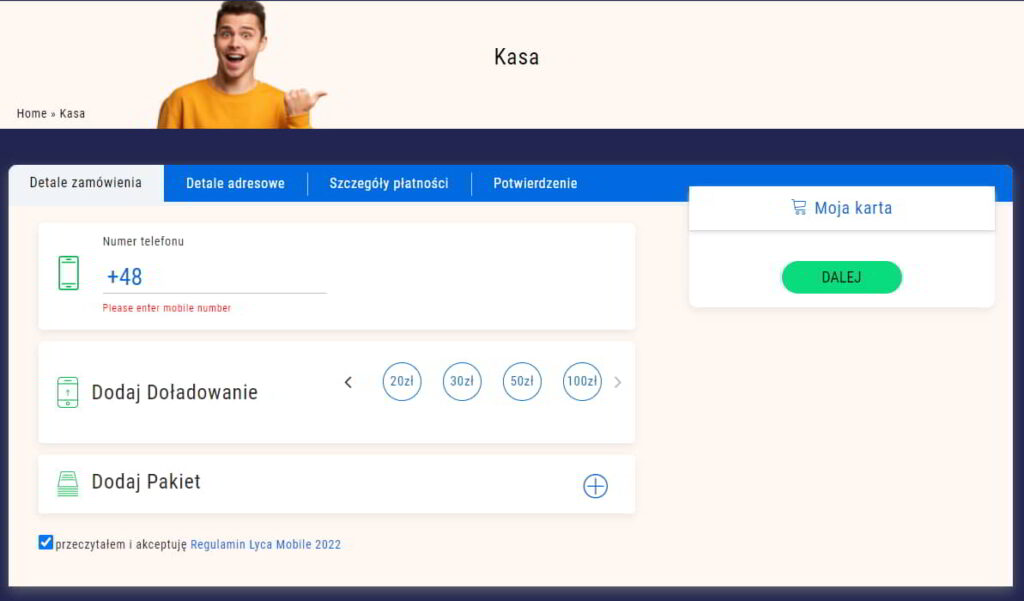doładowanie Lyca przez Internet