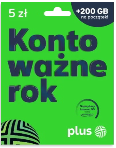 Zestaw startowy sieci Plus z ofertą na rok ważności konta