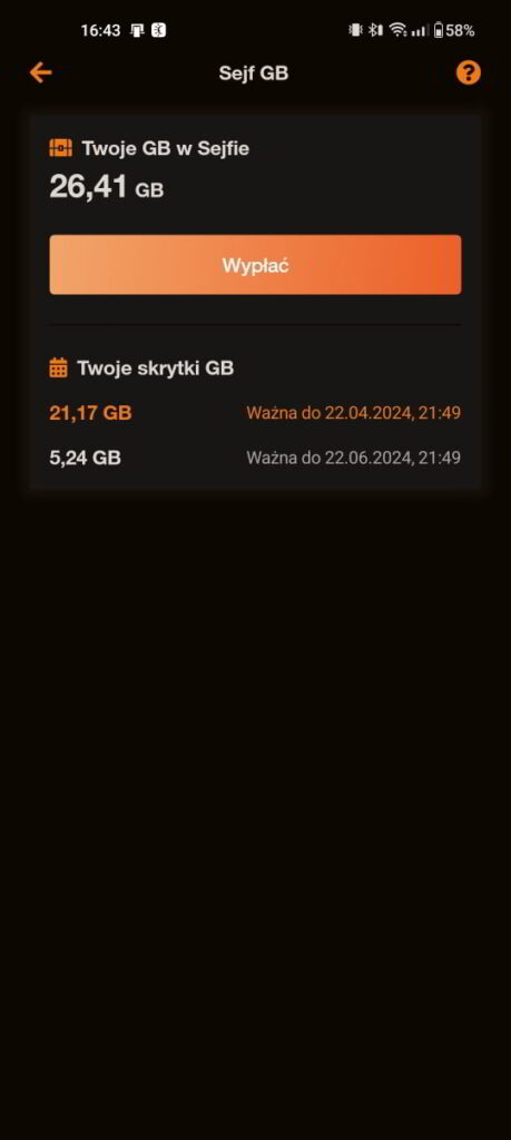 Przechodzący Internet w Orange Flex