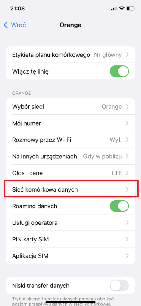 Krok 2 konfiguracji MMS w sieci Plus dla systemu iOS