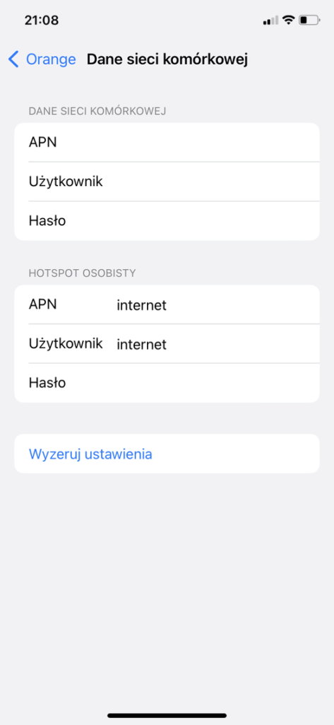 Jak ustawić Internet w Play w systemie iOS - krok 4