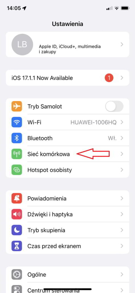 Przywracanie ustawień APN w iPhone krok 1